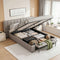 Artiss Queen Size Upholstered Gas Lift Bed Frame with Foldable Bench PVC Leather Platform Bed with Storage