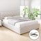 Double Gas Lift Bed Frame Beige Linen Storage Bed VILA