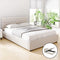 Queen Gas Lift Bed Frame Beige Linen Storage Bed VILA