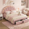 Artiss Double Bed Frame 2 Storage Drawers Velvet Shell Headboard LED Light Pink