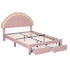 Artiss Double Bed Frame 2 Storage Drawers Velvet Shell Headboard LED Light Pink