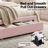 Artiss King Single Velvet Bed Frame Storage Drawer Shell LED Headboard Pink