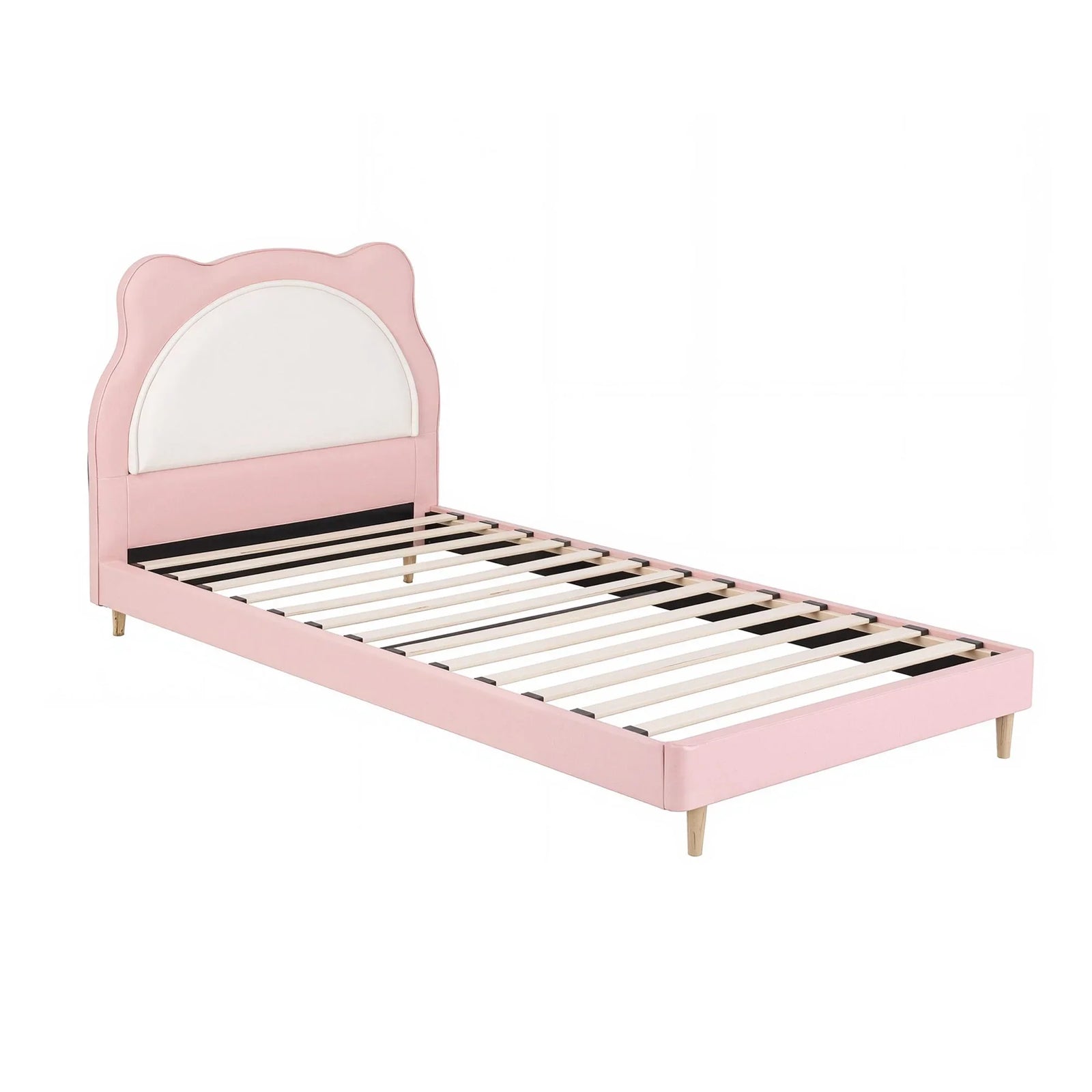 King Single Pink Kids Bed Frame for Girls Bedroom Cute Animal Upholstered