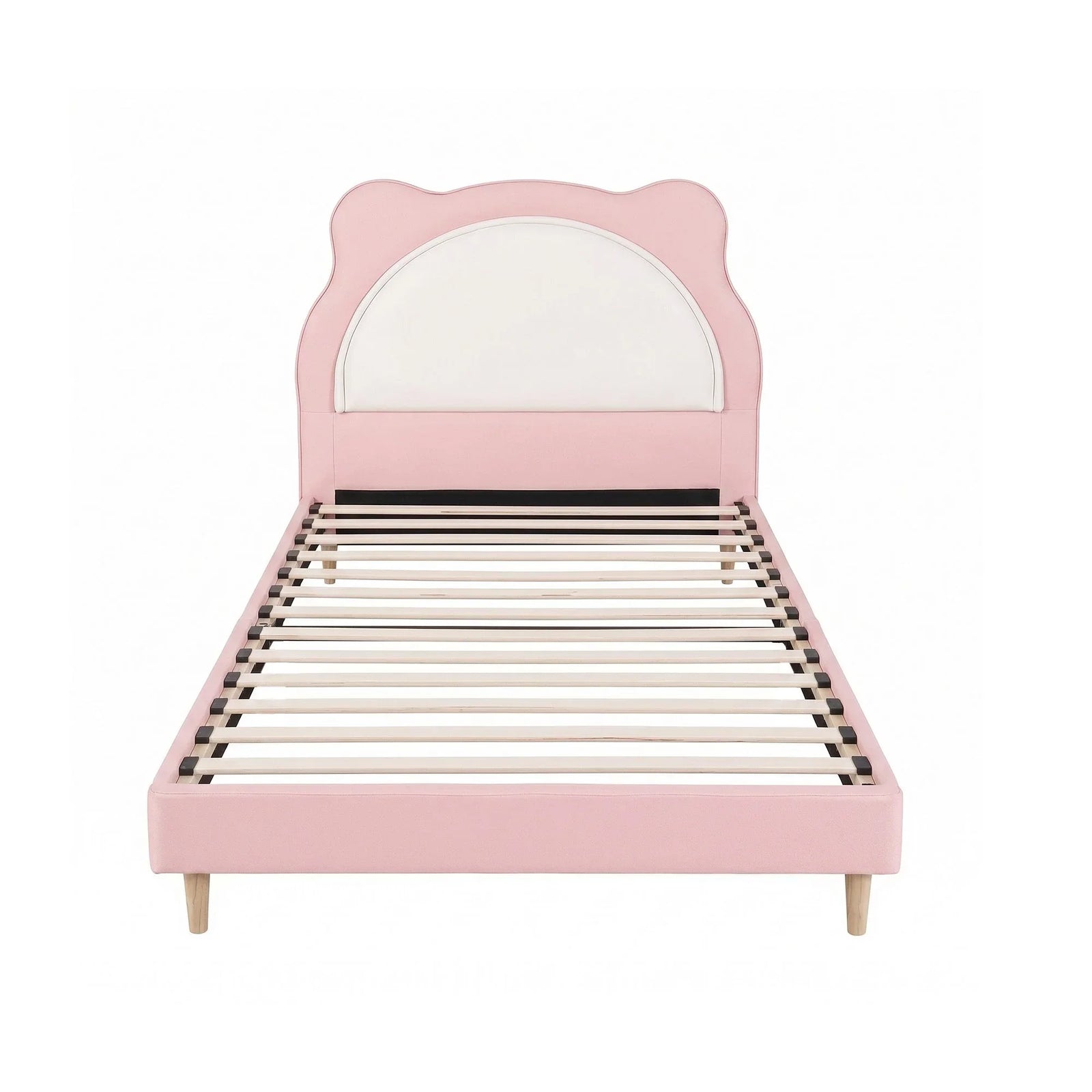 King Single Pink Kids Bed Frame for Girls Bedroom Cute Animal Upholstered