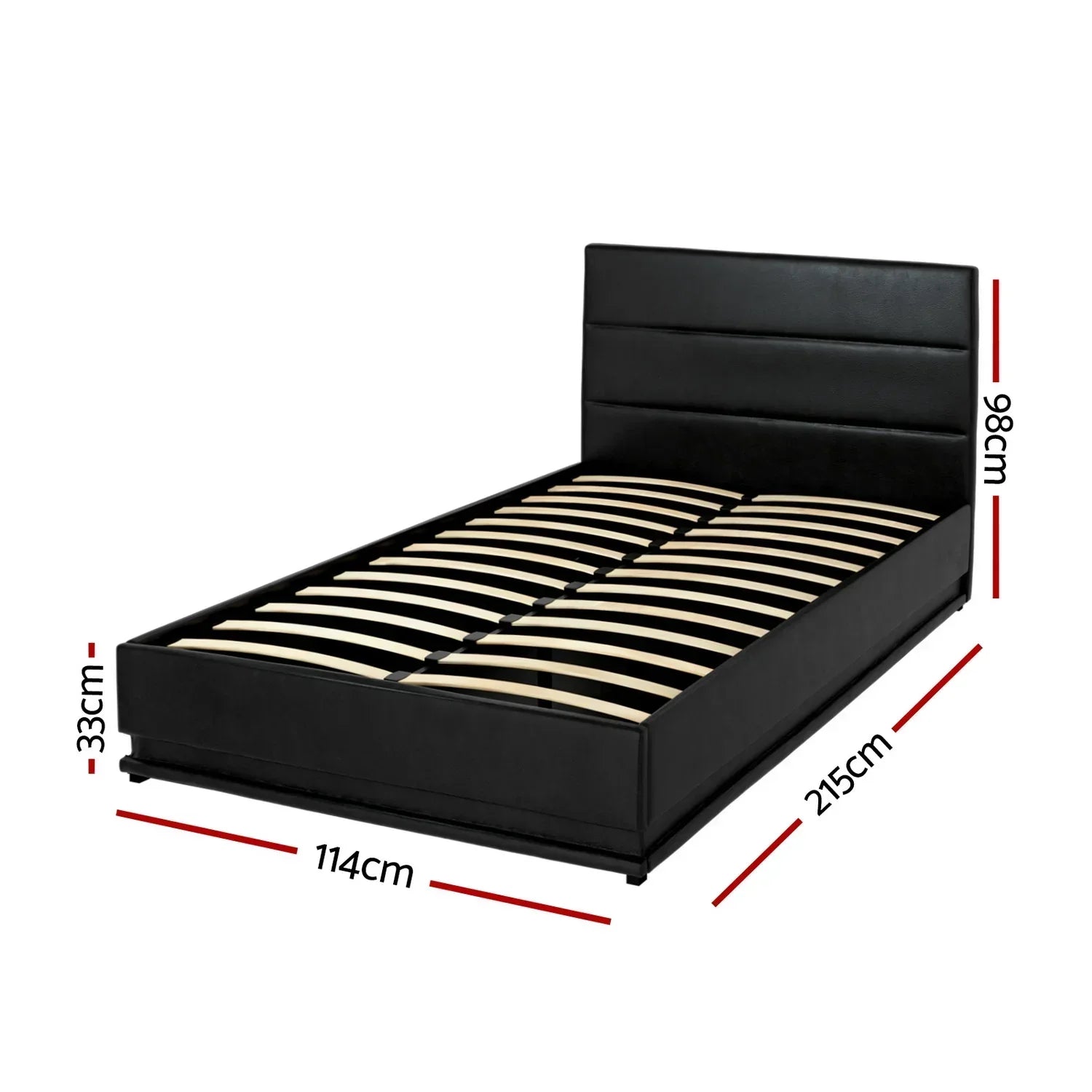 Bed Frame King Single Size LED Gas Lift Black LUMI