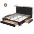King Bed Frame Storage Charging Station Upholstered 3 Drawers USB Type-C