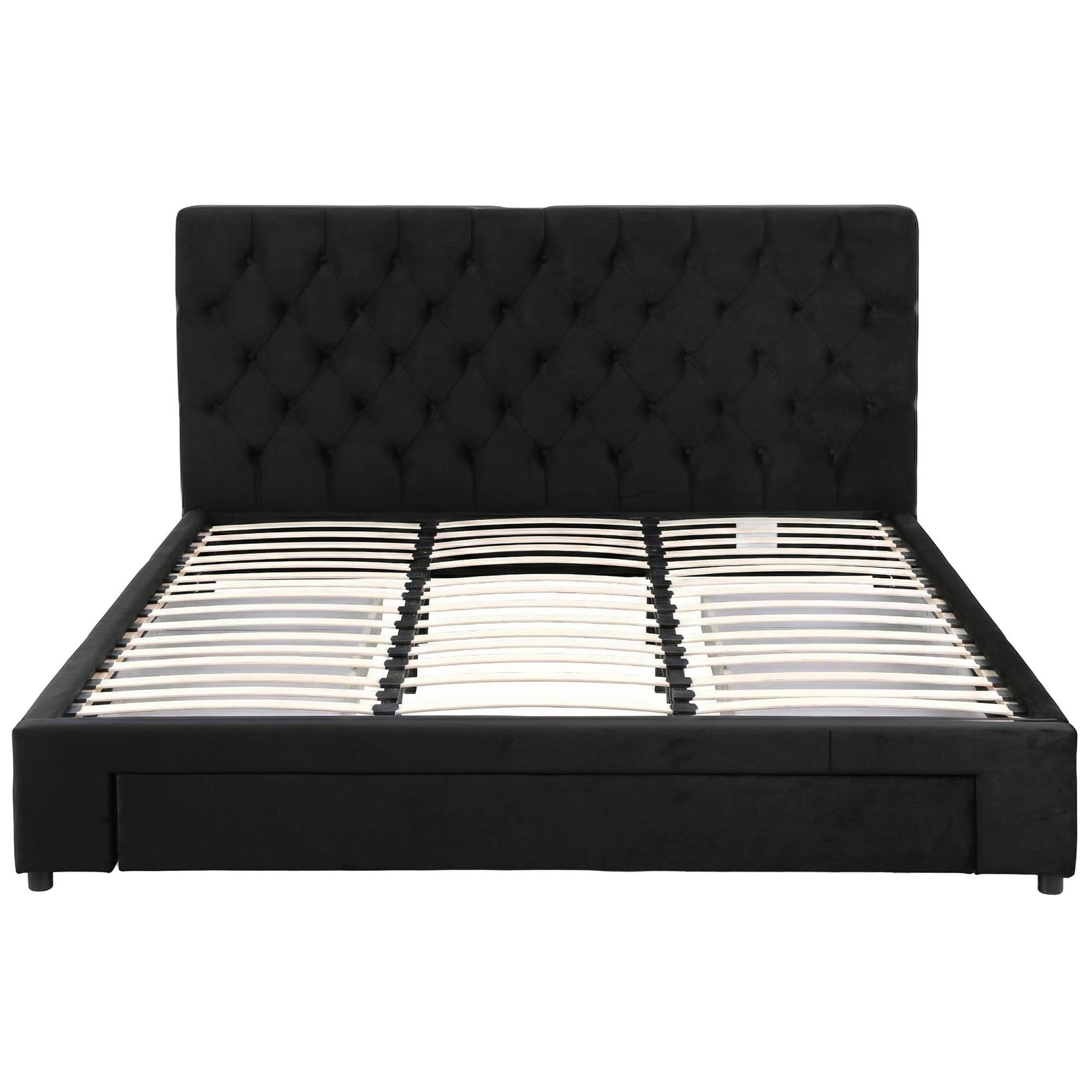 King Bed Frame Storage Charging Station Upholstered 3 Drawers USB Type-C