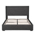 Double Bed Frame Gas Lift Storage Bed with Charging Ports Upholstered Geometric Headboard Charcoal Grey