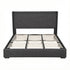 King Bed Frame Gas Lift Storage Bed with Charging Ports Upholstered Geometric Headboard Charcoal Grey