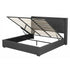 King Bed Frame Gas Lift Storage Bed with Charging Ports Upholstered Geometric Headboard Charcoal Grey