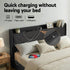 King Bed Frame Gas Lift Storage Bed with Charging Ports Upholstered Geometric Headboard Charcoal Grey