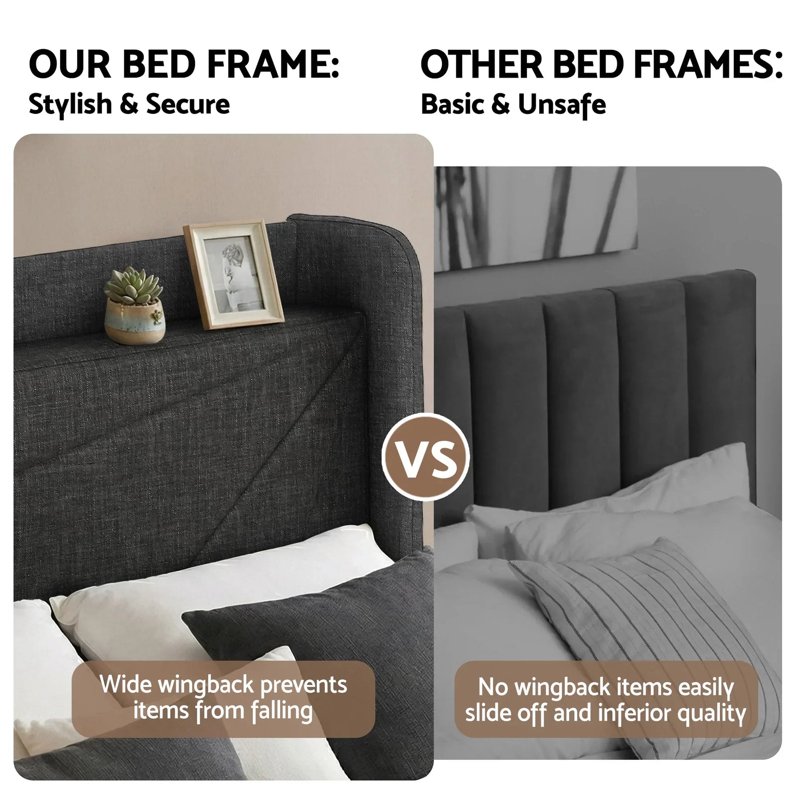King Bed Frame Gas Lift Storage Bed with Charging Ports Upholstered Geometric Headboard Charcoal Grey