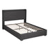 Queen Bed Frame Gas Lift Storage Bed with Charging Ports Upholstered Geometric Headboard Charcoal Grey