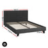 Double Bed Frame Charcoal Faux Linen Upholstered NEO