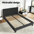 Double Bed Frame Charcoal Faux Linen Upholstered NEO