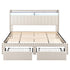 King Upholstered Bed Frame with Shelf Storage Drawers Charging Station Mood Lighting Linen