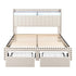 Queen Upholstered Bed Frame with Shelf Storage Drawers Charging Station Mood Lighting Linen