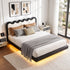 Artiss Double Floating Bed Frame RGB LED Lights USB-C Charging Wood Slats Black