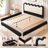 Artiss Double Floating Bed Frame RGB LED Lights USB-C Charging Wood Slats Black