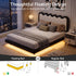 Artiss Queen Floating Bed Frame RGB LED Lights USB-C Charging Wooden Slats Black