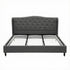King Bed Frame with Wingback Headboard Grey Linen Upholstered Platform Bed Base