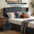 Queen Bed Frame Wingback Headboard Charcoal Grey Linen Upholstered Platform Bed Base