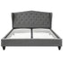 Queen Bed Frame with Wingback Headboard Grey Linen Upholstered Platform Bed Base