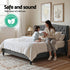 Queen Bed Frame with Wingback Headboard Grey Linen Upholstered Platform Bed Base