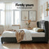 Queen Bed Frame with Wingback Headboard Grey Linen Upholstered Platform Bed Base