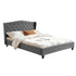 Queen Bed Frame with Wingback Headboard Grey Linen Upholstered Platform Bed Base