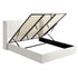 King Bed Frame with Gaslift Storage USB Type-C Charging Ports Velvet Upholstery White