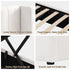 Queen Bed Frame with Gaslift Storage USB Type-C Charging Ports Velvet Upholstery White