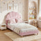 Artiss Single Bed Frame Scallop Upholstered Headboard Pink Velvet Platform Base Support up to 180kg
