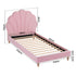 Artiss Single Bed Frame Scallop Upholstered Headboard Pink Velvet Platform Base Support up to 180kg