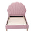 Artiss Single Bed Frame Scallop Upholstered Headboard Pink Velvet Platform Base Support up to 180kg