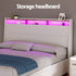 Bed Frame Gas Lift LED Beds Base Platform White PVC Leather Storage Headboard - Double