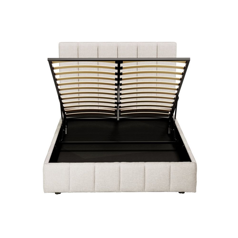 TETTE Queen Bed Frame Gas Lift Storage Linen Beige