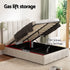 TETTE Queen Bed Frame Gas Lift Storage Linen Beige