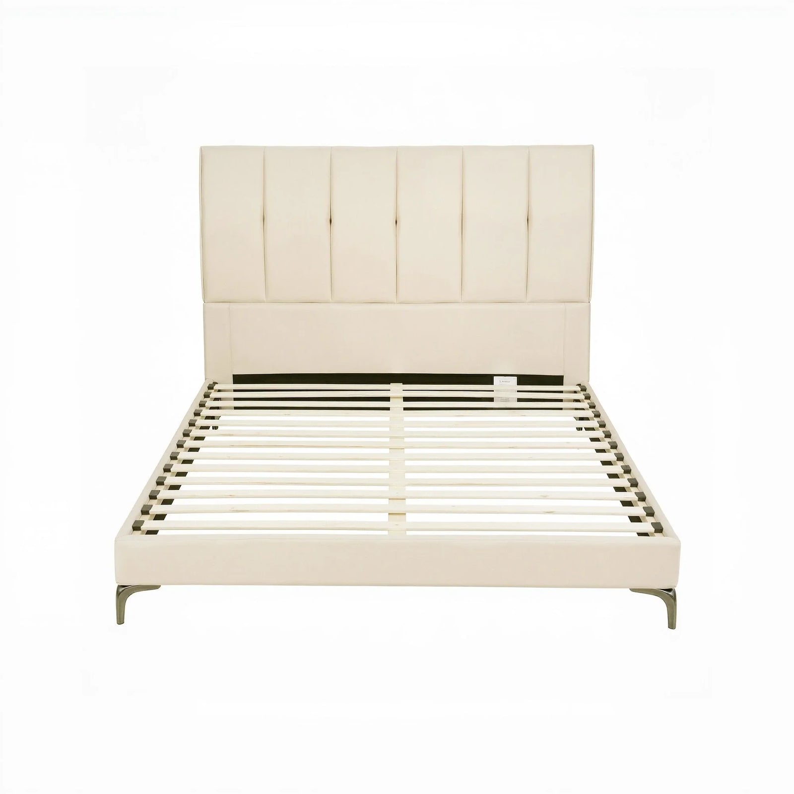 Double Bed Frame Upholstered Platform Bed with Tufted Headboard 300kg Support