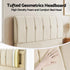 Double Bed Frame Upholstered Platform Bed with Tufted Headboard 300kg Support