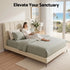 Double Bed Frame Upholstered Platform Bed with Tufted Headboard 300kg Support