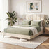Double Bed Frame Upholstered Platform Bed with Tufted Headboard 300kg Support