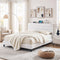 Queen Bed Frame with Storage Headboard Charging Ports Linen Beige