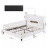 Queen Bed Frame with Storage Headboard Charging Ports Linen Beige