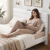 Queen Bed Frame with Storage Headboard Charging Ports Linen Beige
