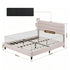 Queen Bed Frame with Storage Adjustable Headboard Platform Base Linen Fabric Charging Ports