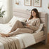 Queen Bed Frame with Storage Adjustable Headboard Platform Base Linen Fabric Charging Ports