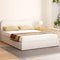 Queen Size Boucle Bed Frame Beige Upholstered Headboard Pine Wood Base