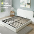 Double Bed Frame with Gaslift Storage Wooden Platform Mattress Base Boucle Upholstered White
