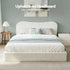 Queen Bed Frame with Gaslift Storage Wooden Platform Mattress Base Boucle Upholstered White